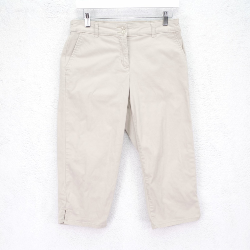 Karen Scott Capri Pants Cotton Spandex Petite -6P 29 / 22.5- Beige Mid Rise